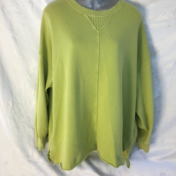 Aerie Lime Green Distressed Pullover Staying Kind Feeling Cool Sz XS Sweatshirt - Picture 16 of 16